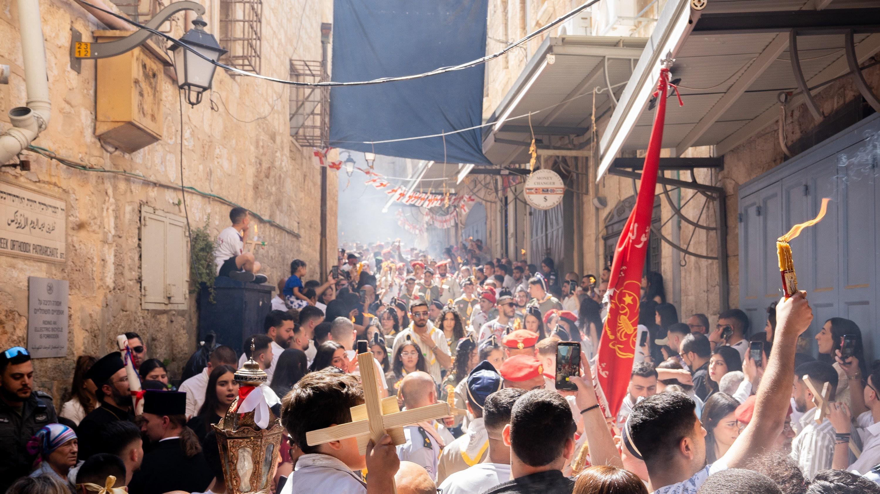 ?  Live: Live outside Church of Holy Sepulchre for Holy Fire ceremony