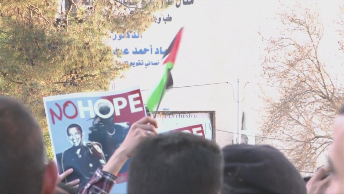 Israel: Obama greeted by pro-Palestine protesters in Tel Aviv