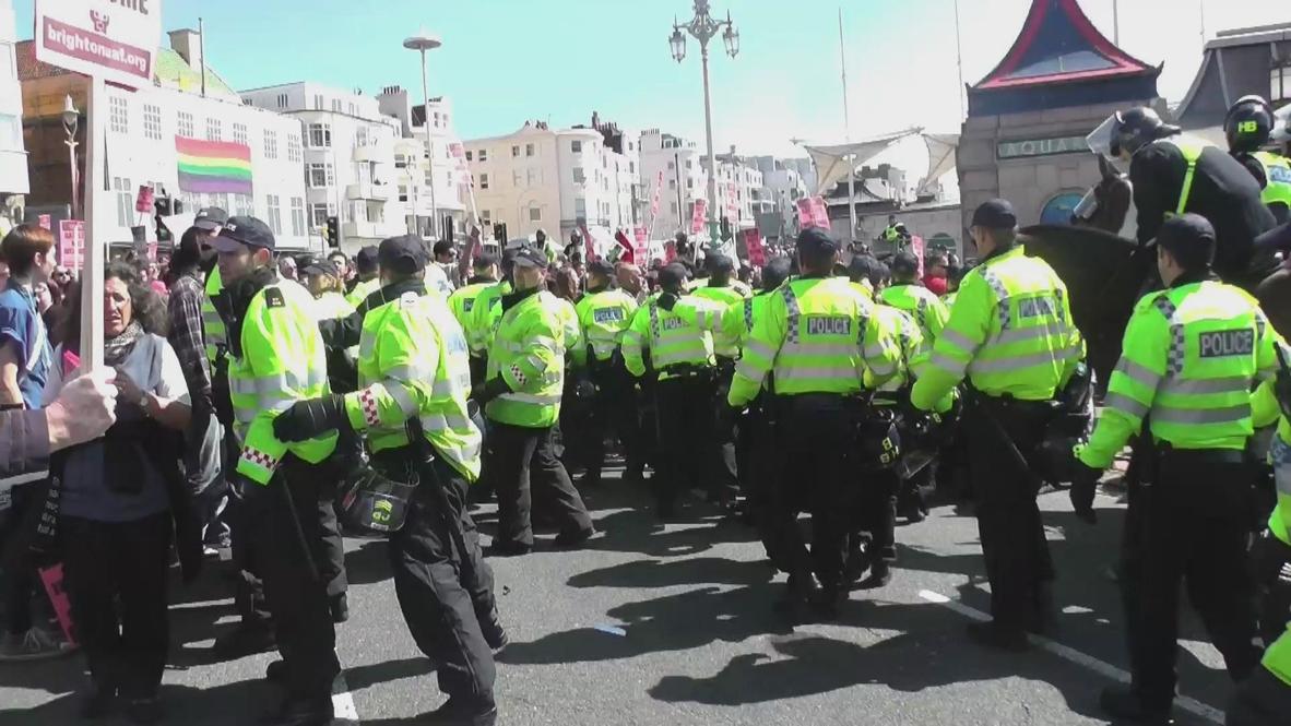 UK: Opponents of the "March for England" hemmed in by Police