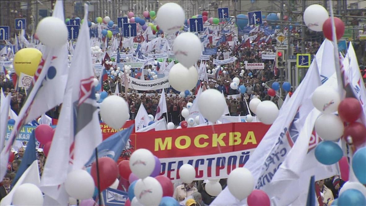 Russia: Day of Spring and Labour draws ten of thousands to Moscow's streets