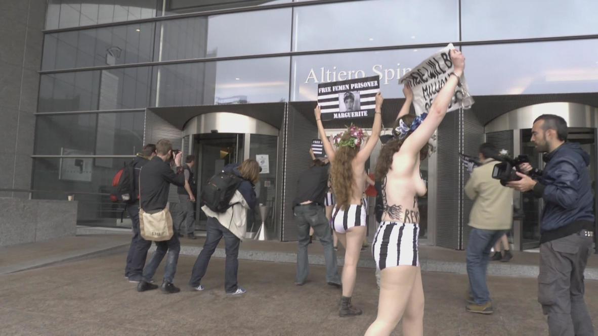 Belgium: FEMEN storm Euro parliament in topless Tunisia protest