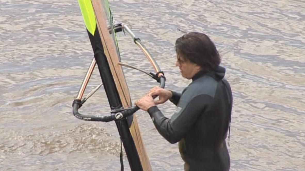 Russia: Surfs up! Flooded football stadium becomes surfer destination