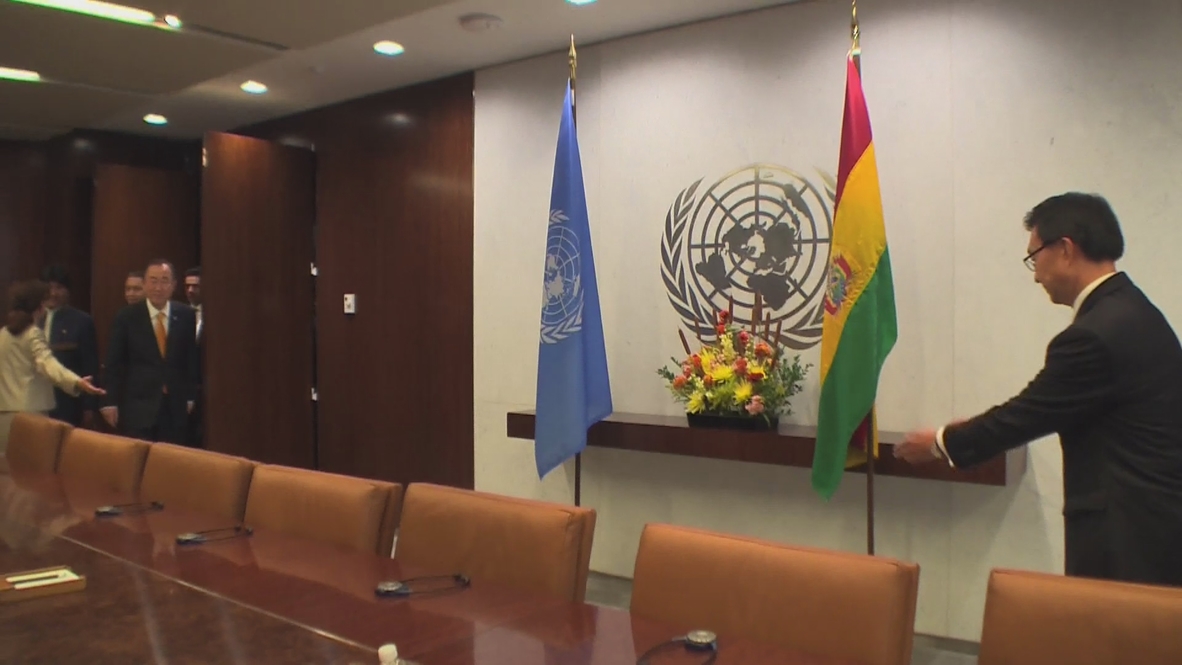 UN: Morales weclomed by Ban Ki-moon to UN General Assembly