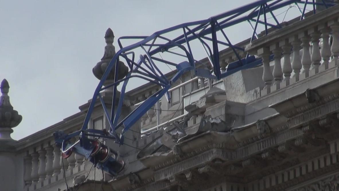 UK: Crane smashes Cabinet Office