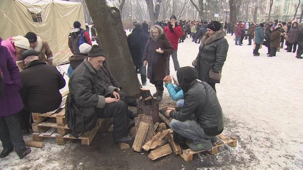 Ukraine: Crowds brave cold to support Yanukovych and Azarov