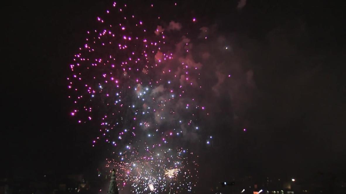 Russia: Muscovites welcome 2014 with fireworks display over Kremlin