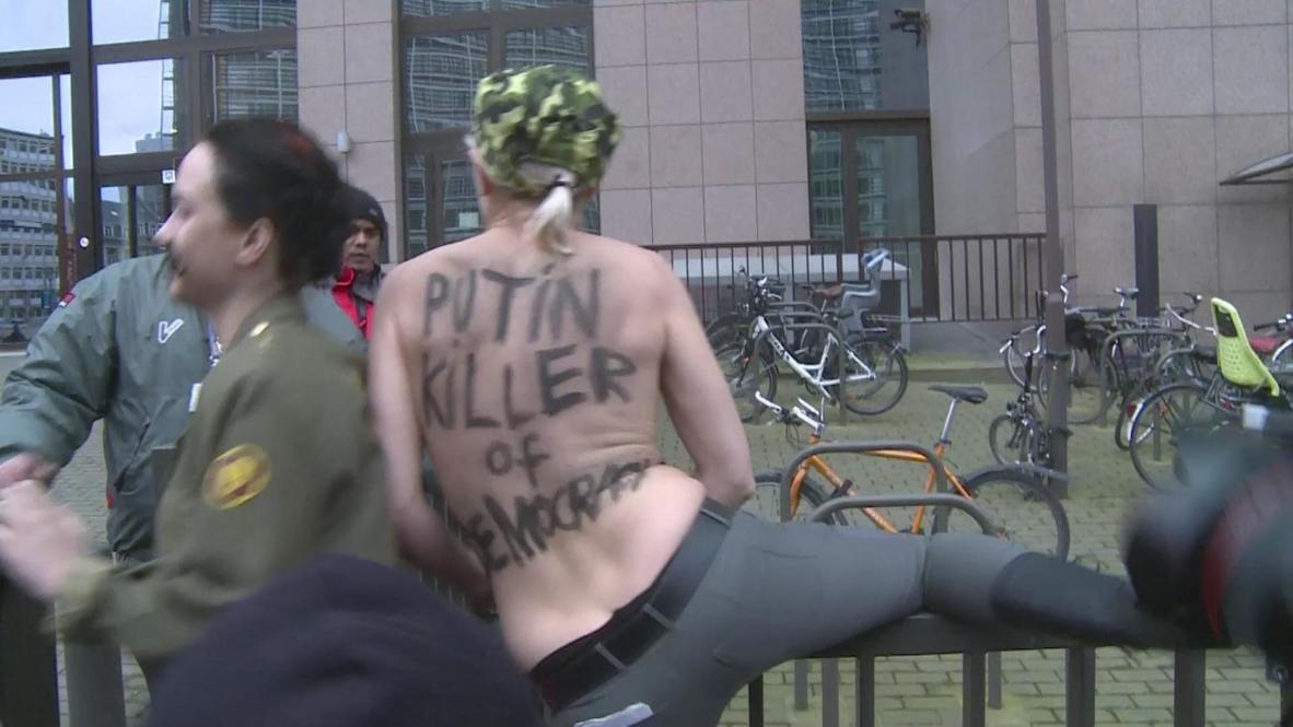 Belgium: Femen activists detained outside EU-Russia summit