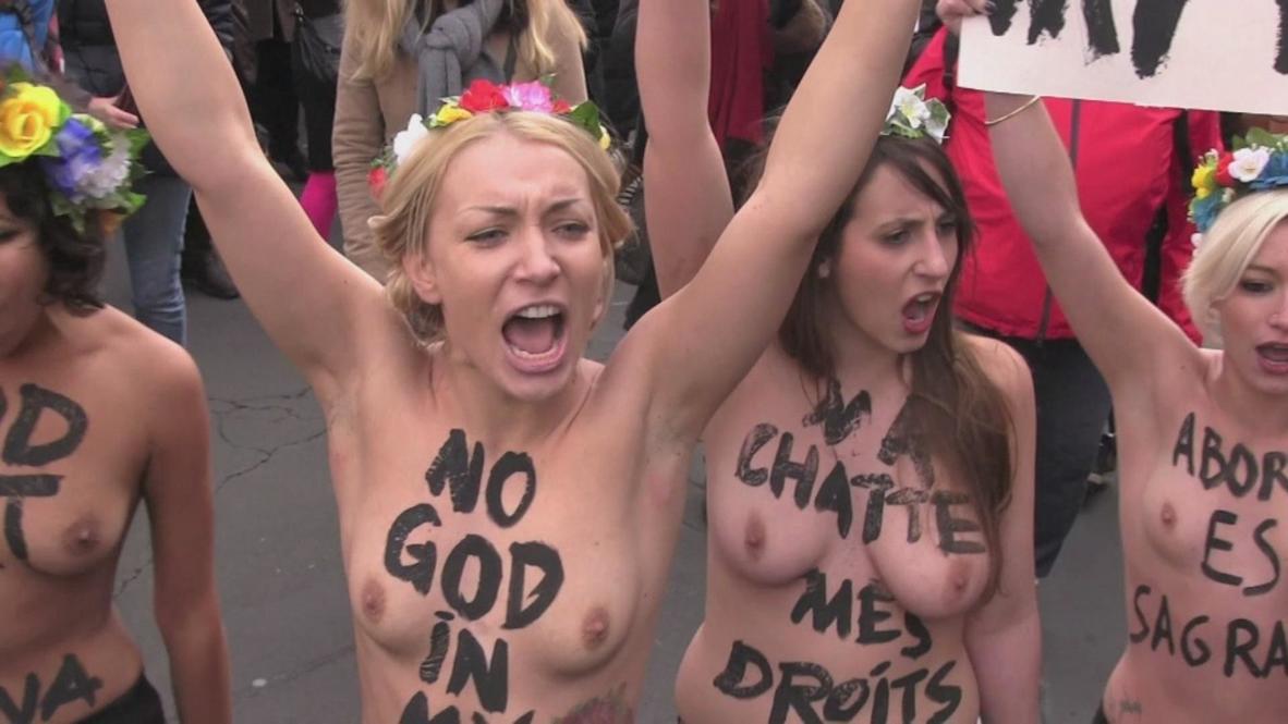 France: FEMEN lead pro-choice Paris protest *EXPLICIT*
