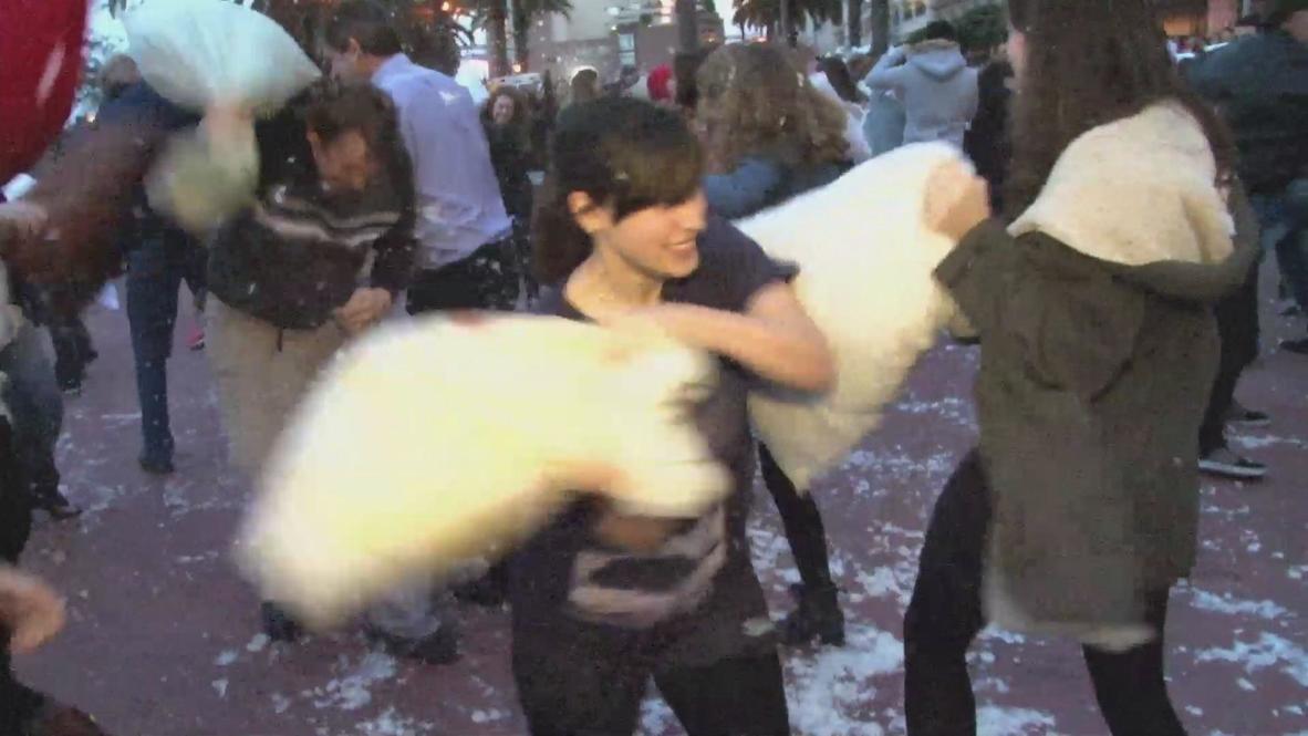 USA: Celebrate the Valentine's love with a pillow fight