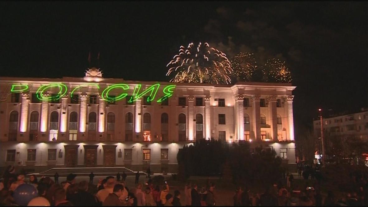 Russia: Fireworks light up the sky as Crimeans celebrate accession to Russia