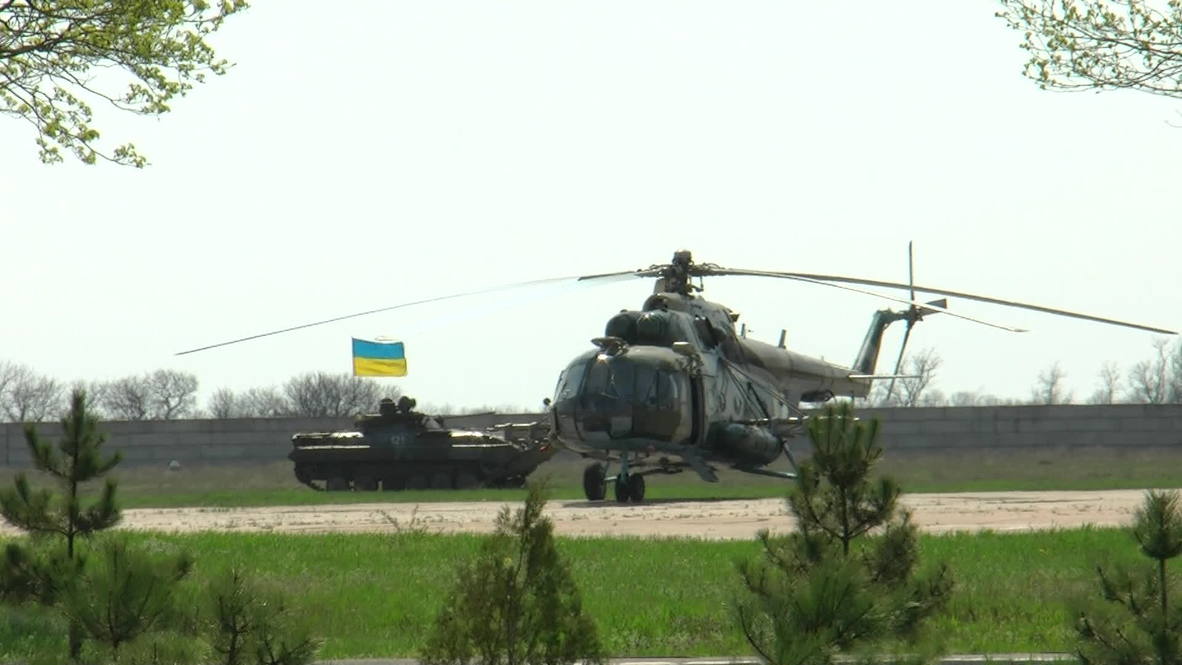 Ukraine: Military helicopters in Mariupol International Airport