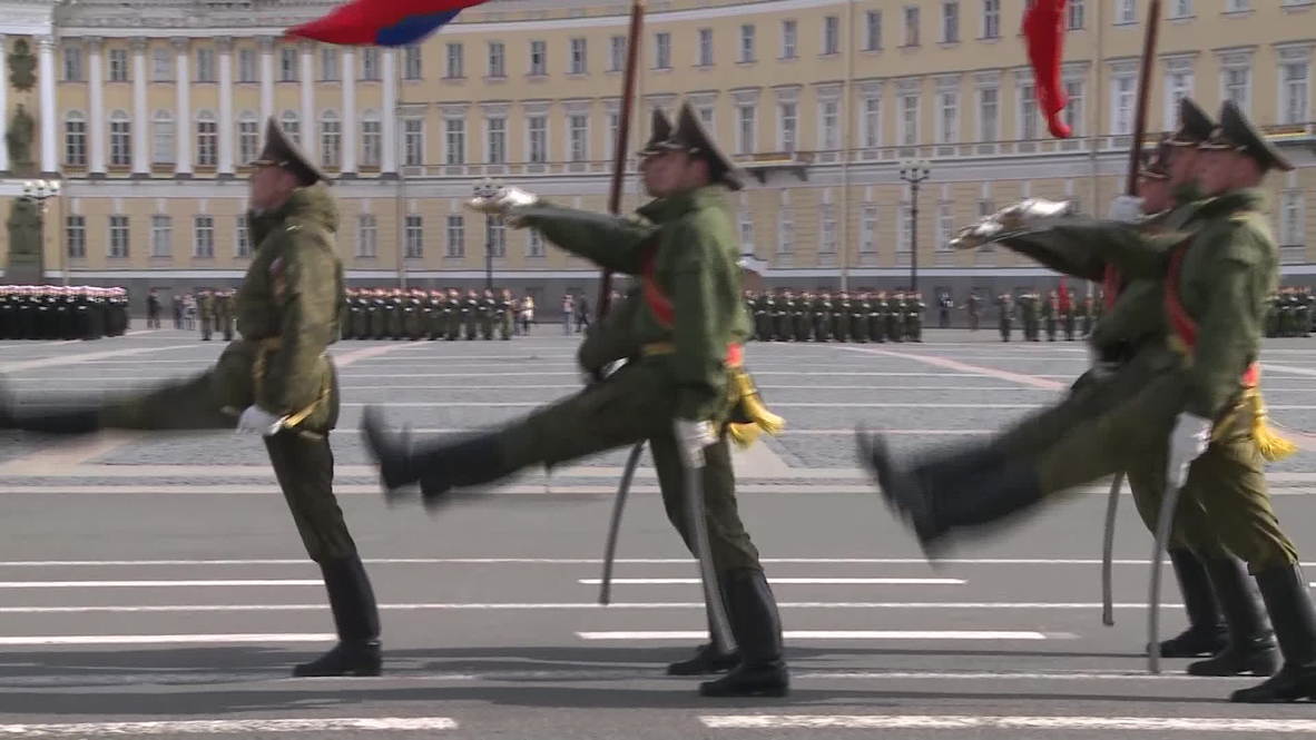 Russia: Soldiers parade in St Petersburg Victory Day rehearsal