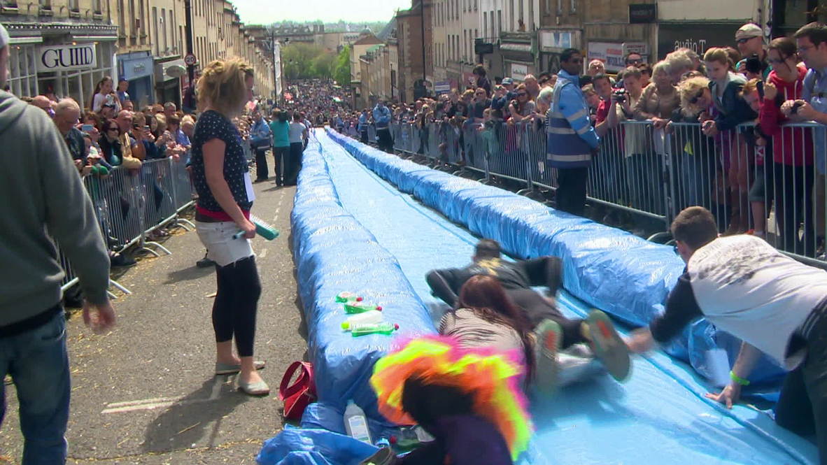 UK: Is Bristol's street waterslide the new way to commute?
