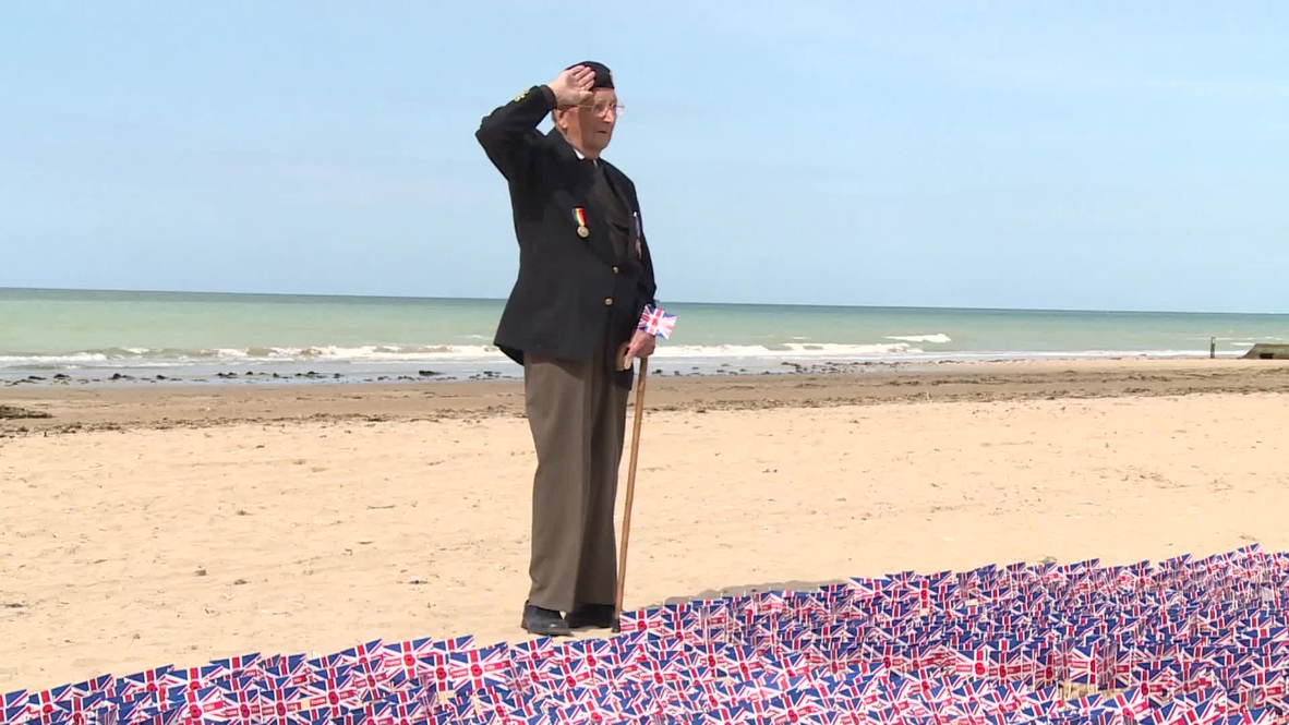 France: Thousands of Union Jacks planted on Normandy beach