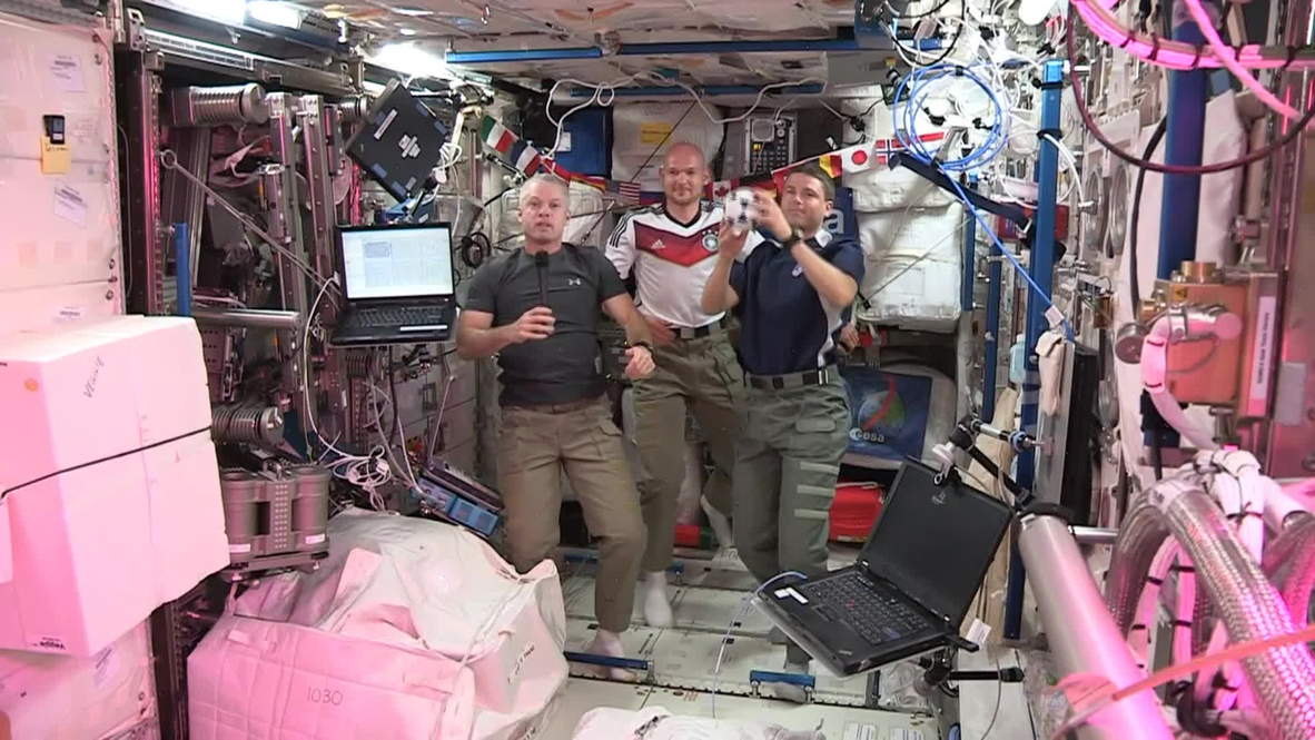 Space: ISS astronauts play zero-gravity football