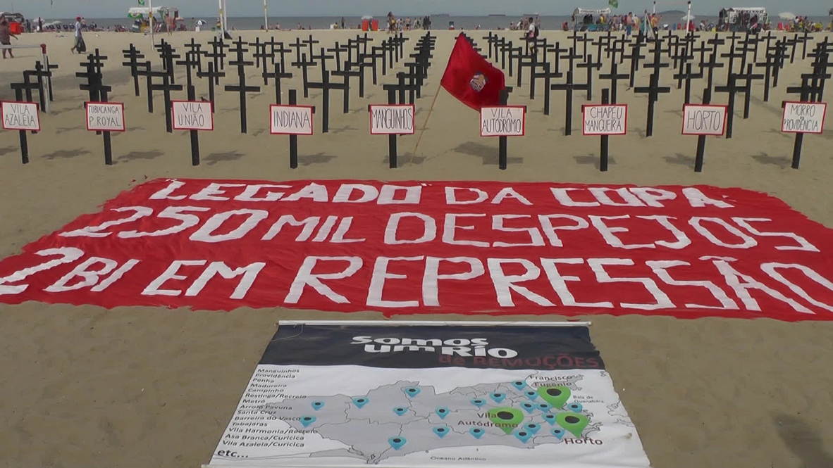 Brazil: Anti-FIFA protesters turn Copacabana Beach into necropolis