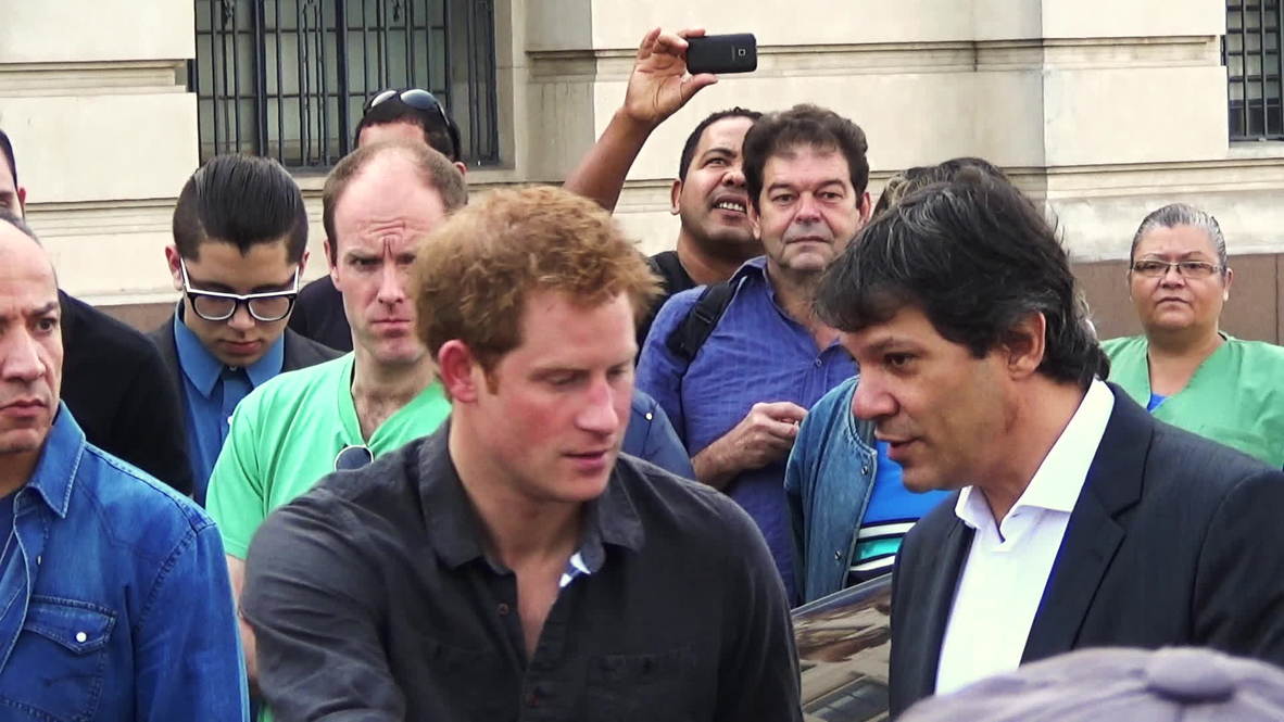 Brazil: Prince Harry visits 'crackland' Sao Paulo slum