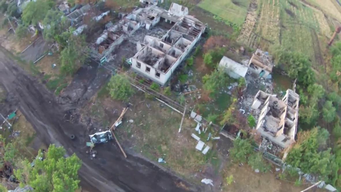 Ukraine: Drone captures massive destruction of village ravaged by fighting