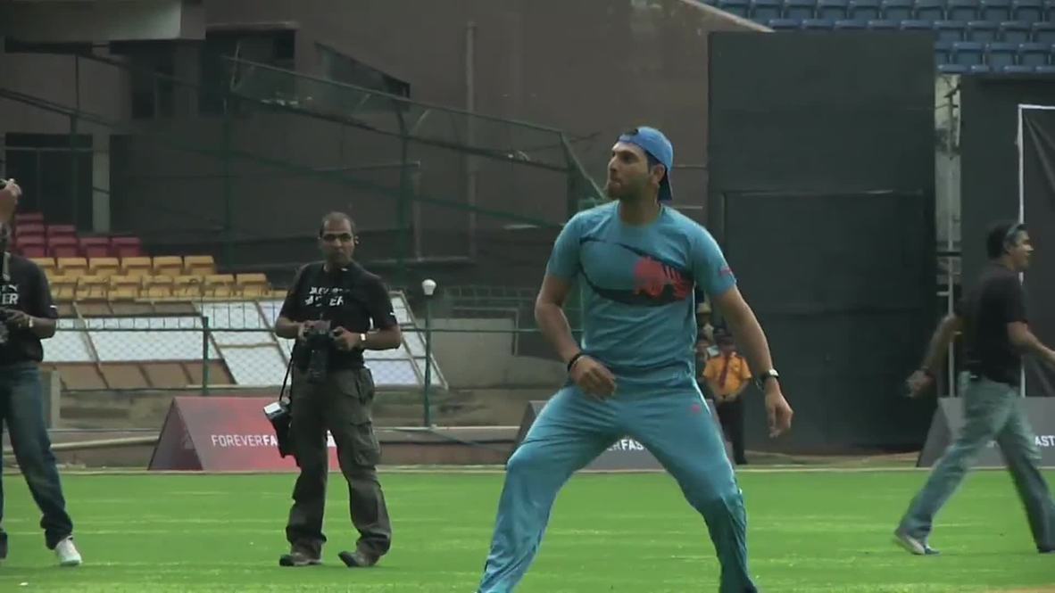 India: See Usain Bolt's breakneck ball skills stump Yuvraj Singh in Bangalore