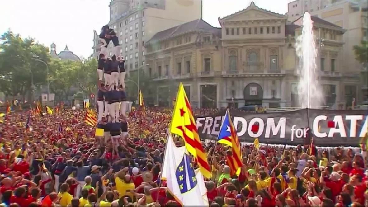 Spain: See stunning aerial footage of Catalan pro-independence march