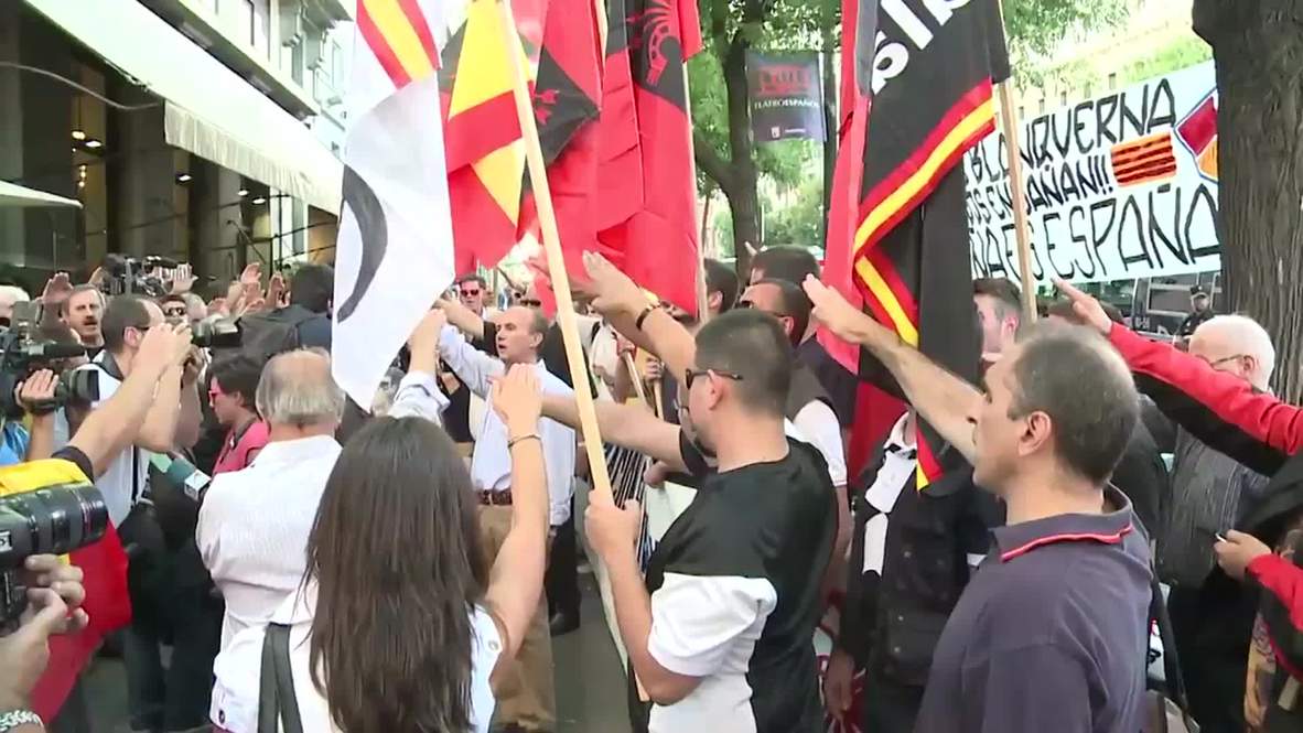 Spain: Far-right activists protest Catalan independence