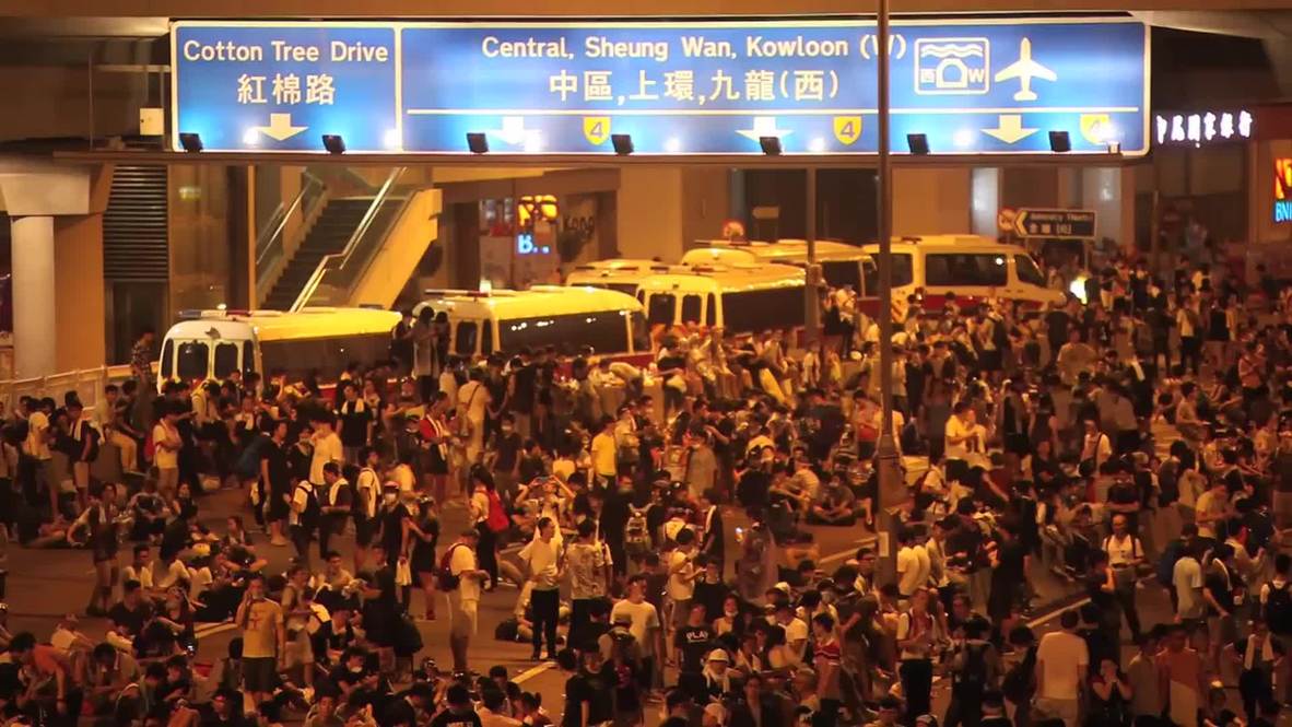 Hong Kong: See defiant protesters barricade downtown HK
