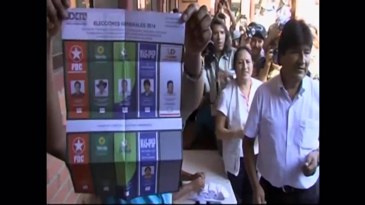 Bolivia: Watch Evo Morales cast his vote as pres'l elections open