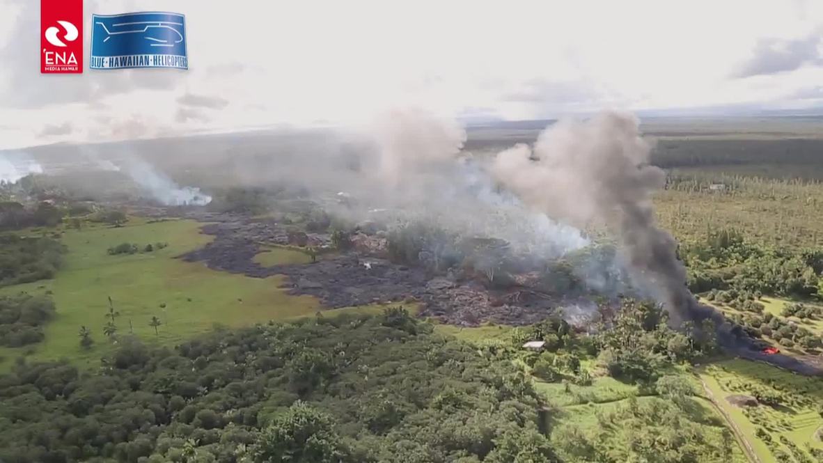 USA: See a sky-high view of LAVA oozing toward Hawaiian town