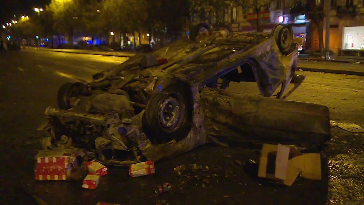 Belgium: See BURNT-OUT aftermath of fiery Brussels clashes