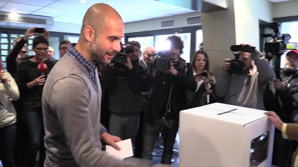 Spain: Pep Guardiola casts ballot for Catalonian indy ref in Barcelona