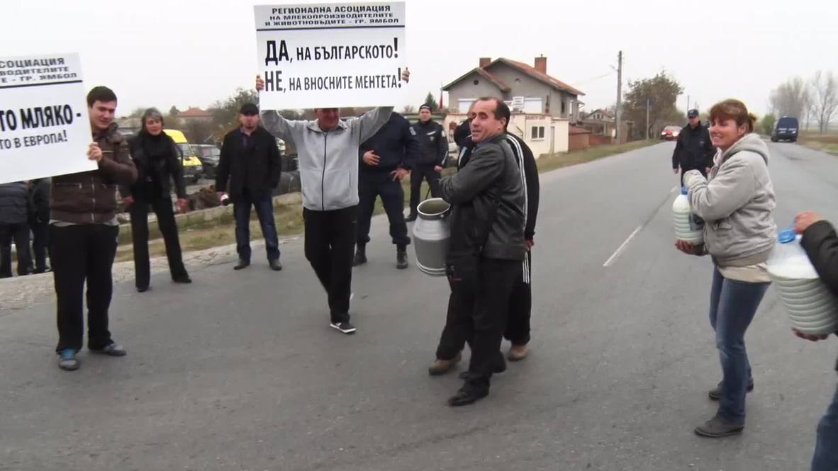 Bulgaria: Roads run white with milk in anti-EU protest