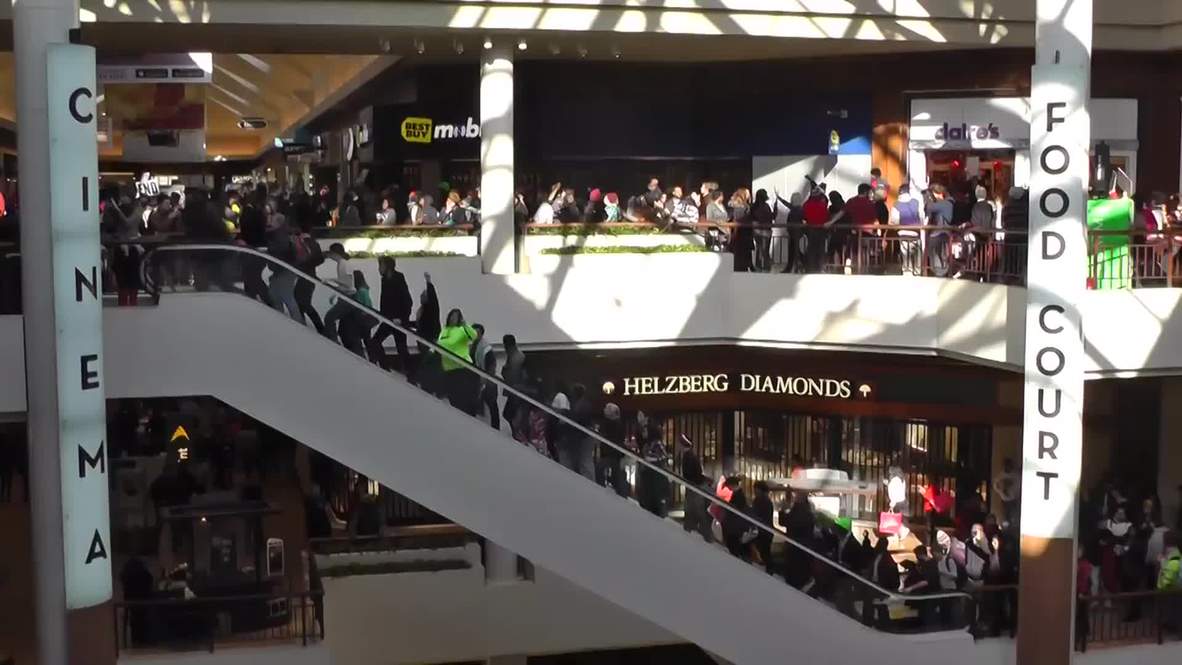 USA: Black Friday Ferguson protesters occupy mall