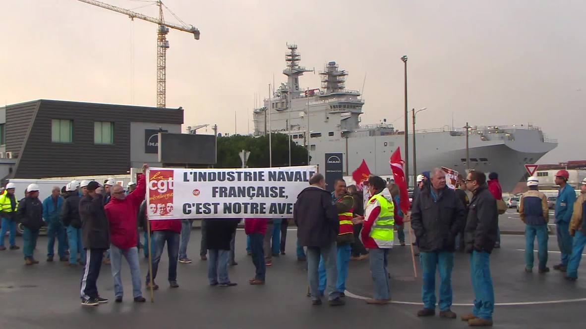 France: These workers oppose block on French-Russian Mistral warship deal