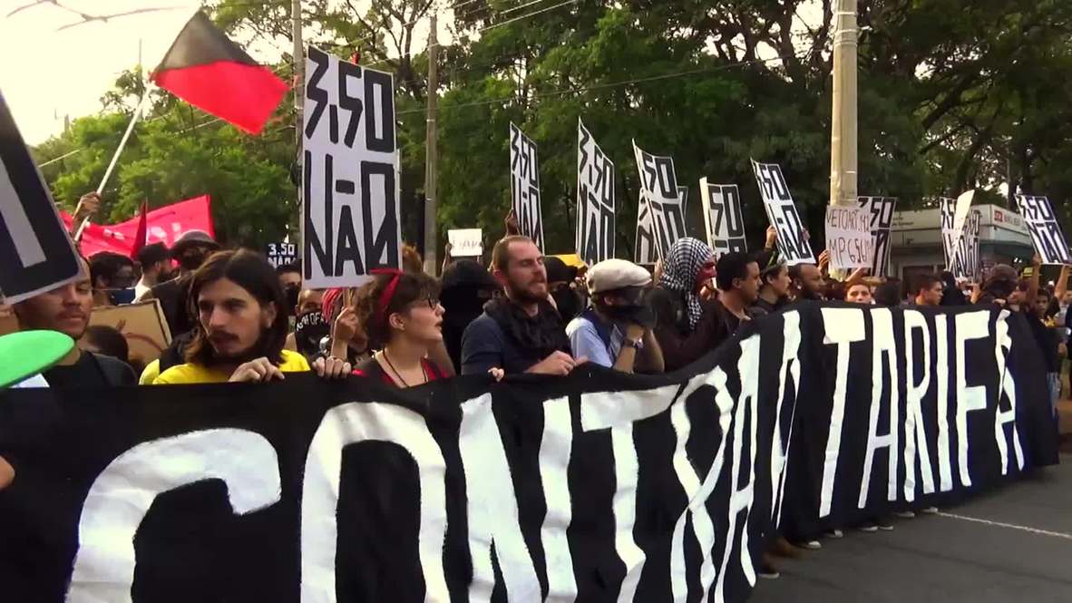 Brazil: Transit fare hike demo leads to CLASHES