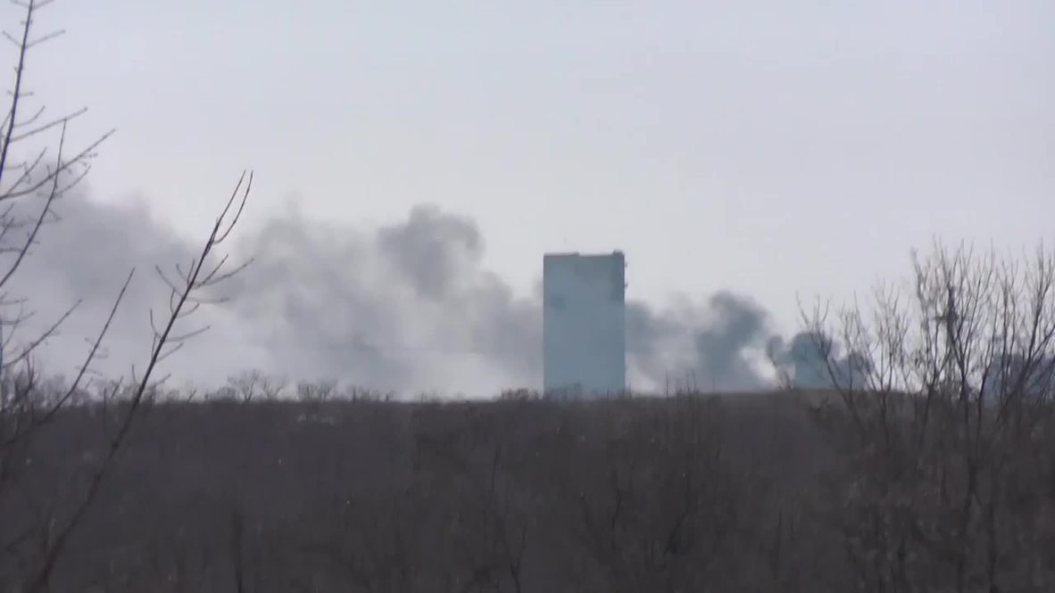 Ukraine: Ukrainian Army positions smoulder after fighting in Uglegorsk