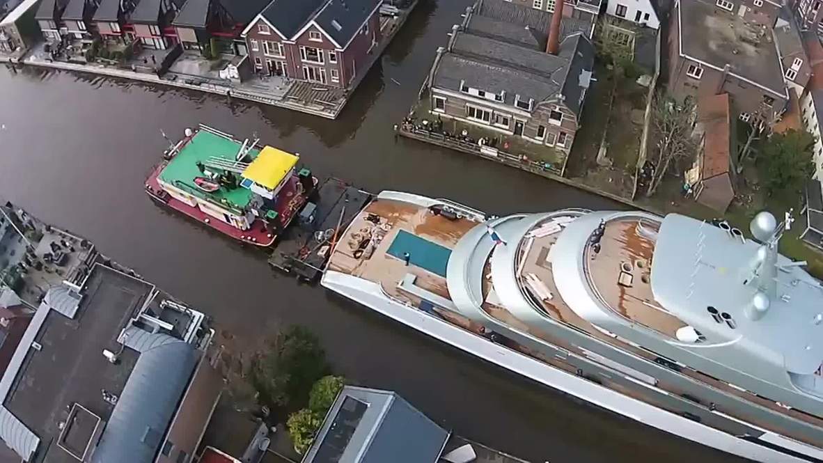 Netherlands: This is HUGE! Drone captures world's first hybrid megayacht