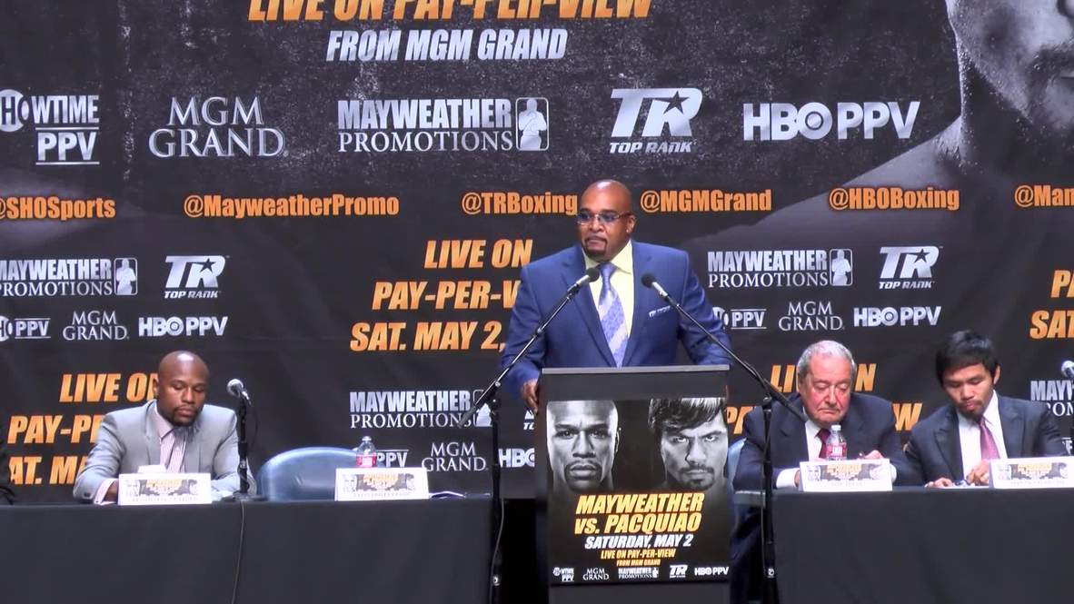 USA: Mayweather and Pacquiao face off ahead of "fight of the 21st century"