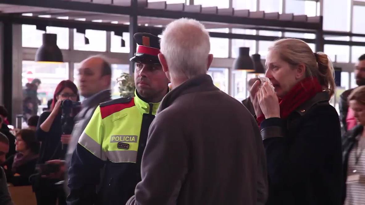 Spain: Family friends of Germanwings 4U9525 passengers arrive at Barcelona airport