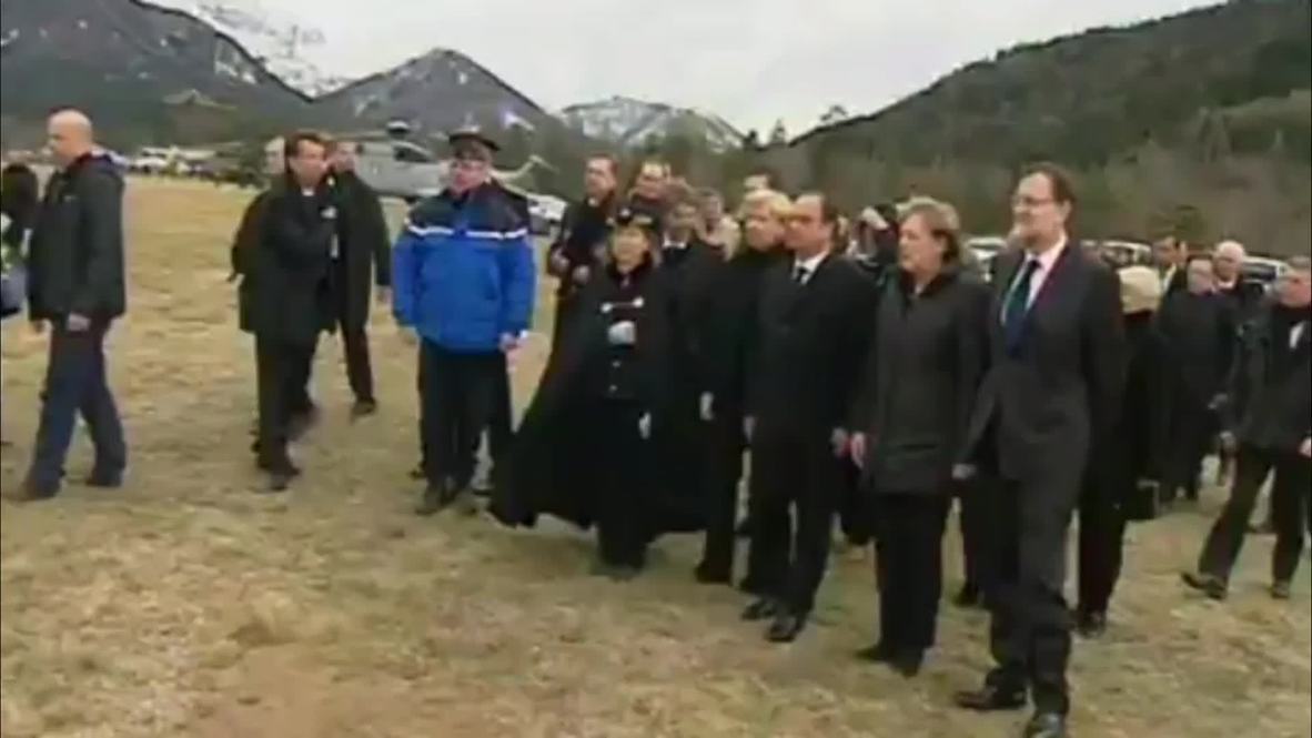 France: Hollande, Merkel and Rajoy arrive at crash site