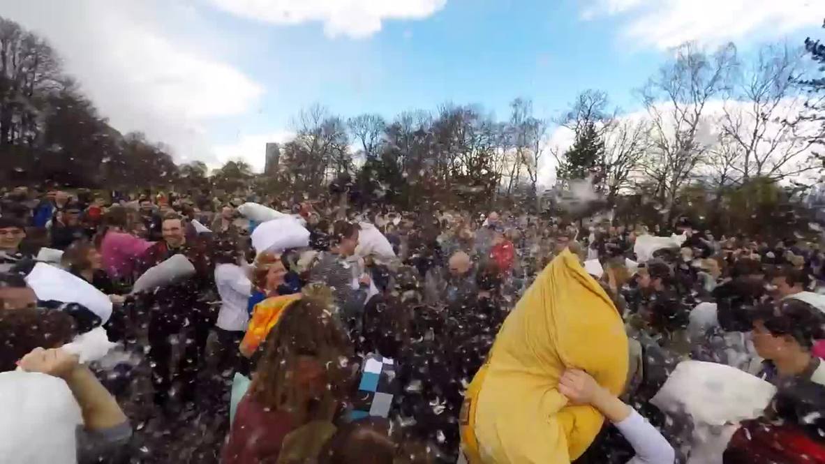Germany: Watch Berliners batter each other with pillows