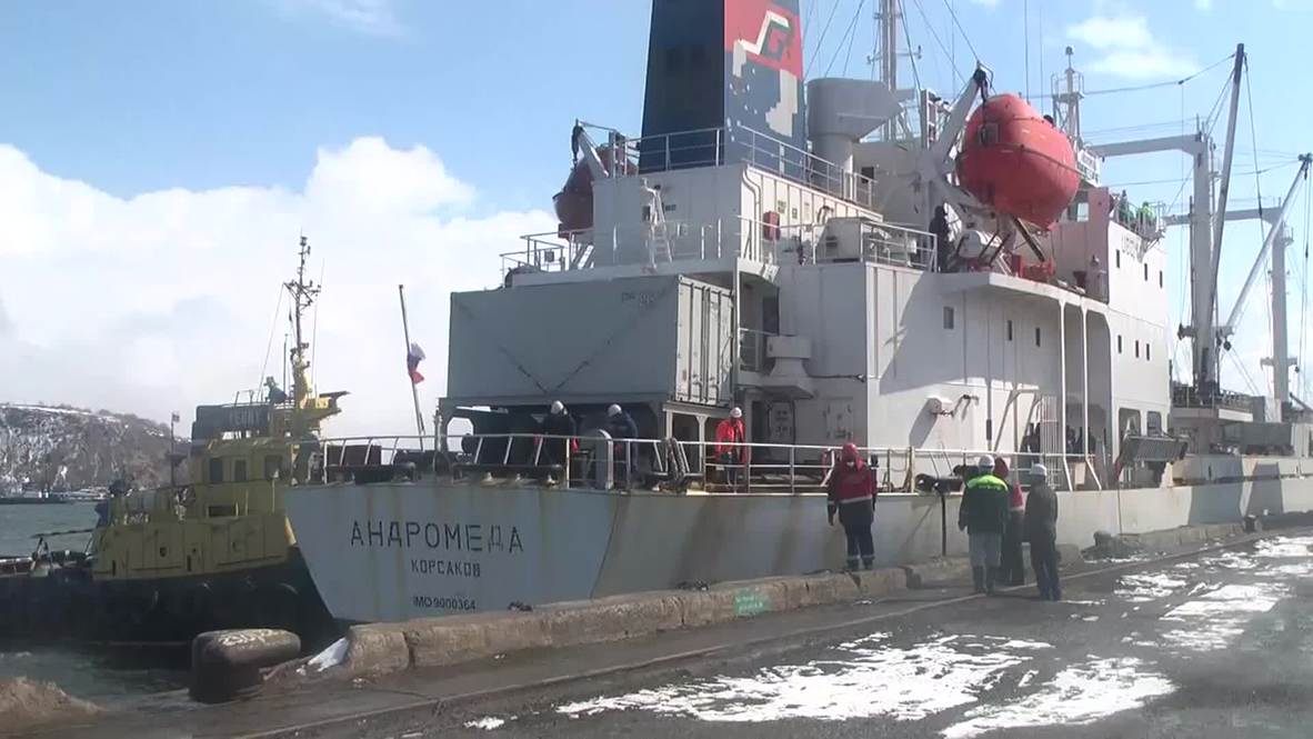 Russia: Dalniy Vostok survivors arrive at Korsakov port in Sakhalin