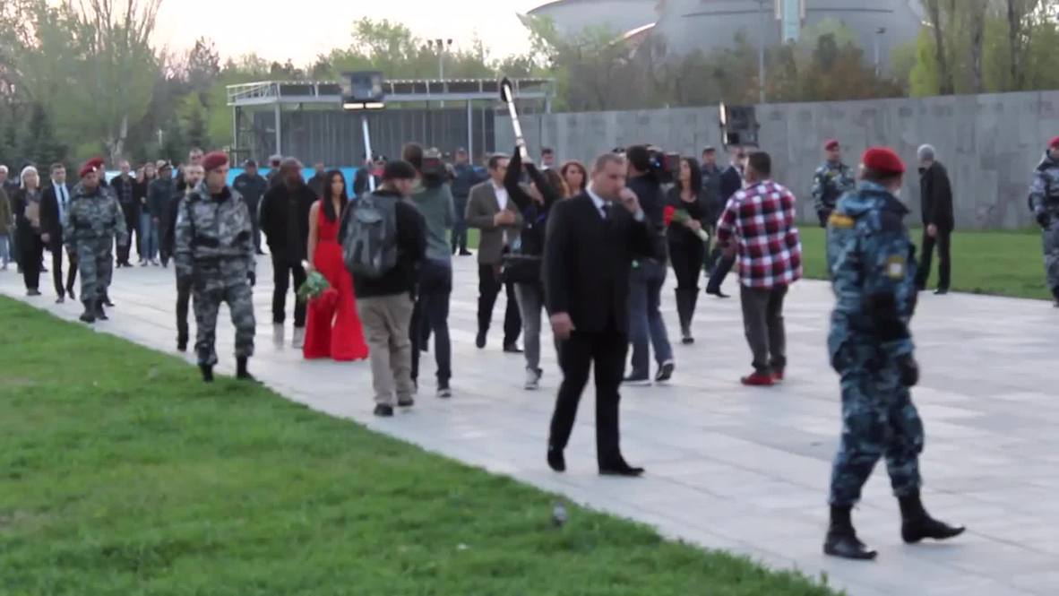 Armenia: Kim Kardashian places flowers at 'Genocide Memorial Complex'
