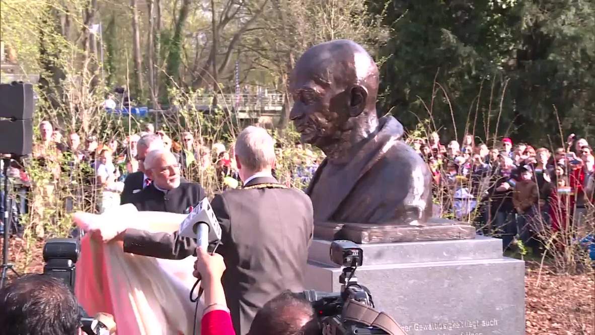 Germany: PM Modi unveils bust of Gandhi in Hannover