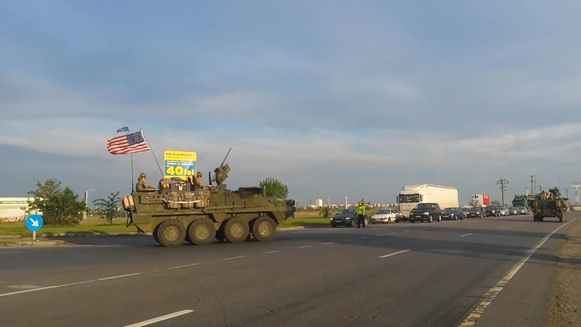 Romania: US Army Strykers tear across Romania on way to exercise