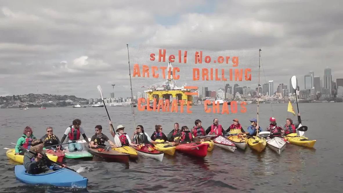 USA: Greenpeace activists protest Royal Dutch Shell drilling rig