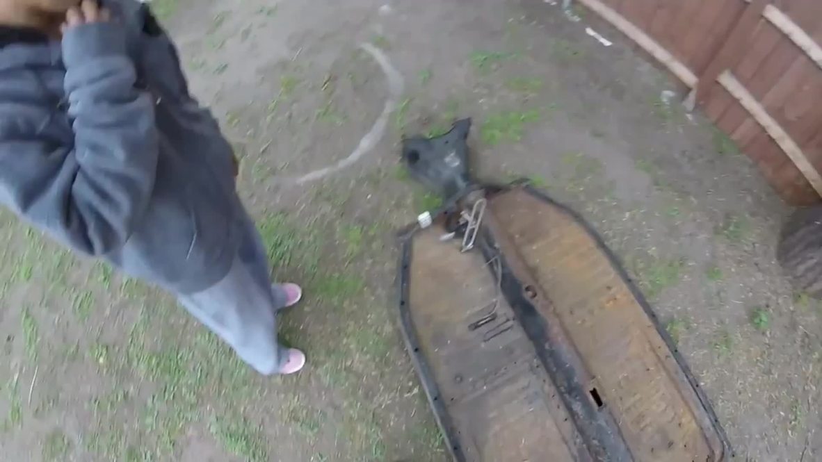 USA: Baby, the cat, rescued from inside a Beetle by an ELECTRIC SAW!