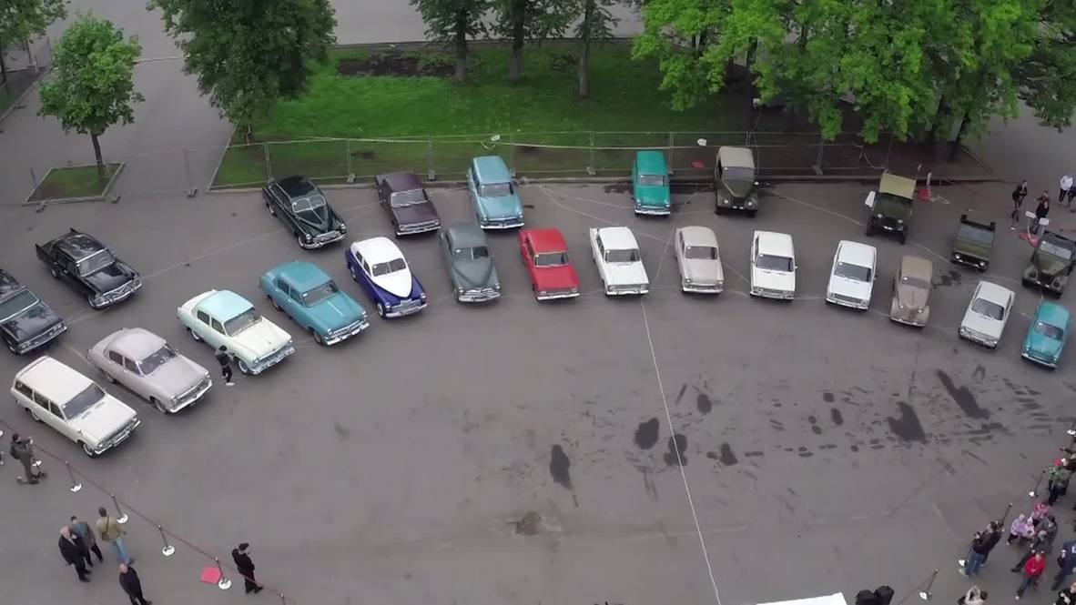 Russia: Drone captures the 'Automobile Organ' made of retro Soviet cars