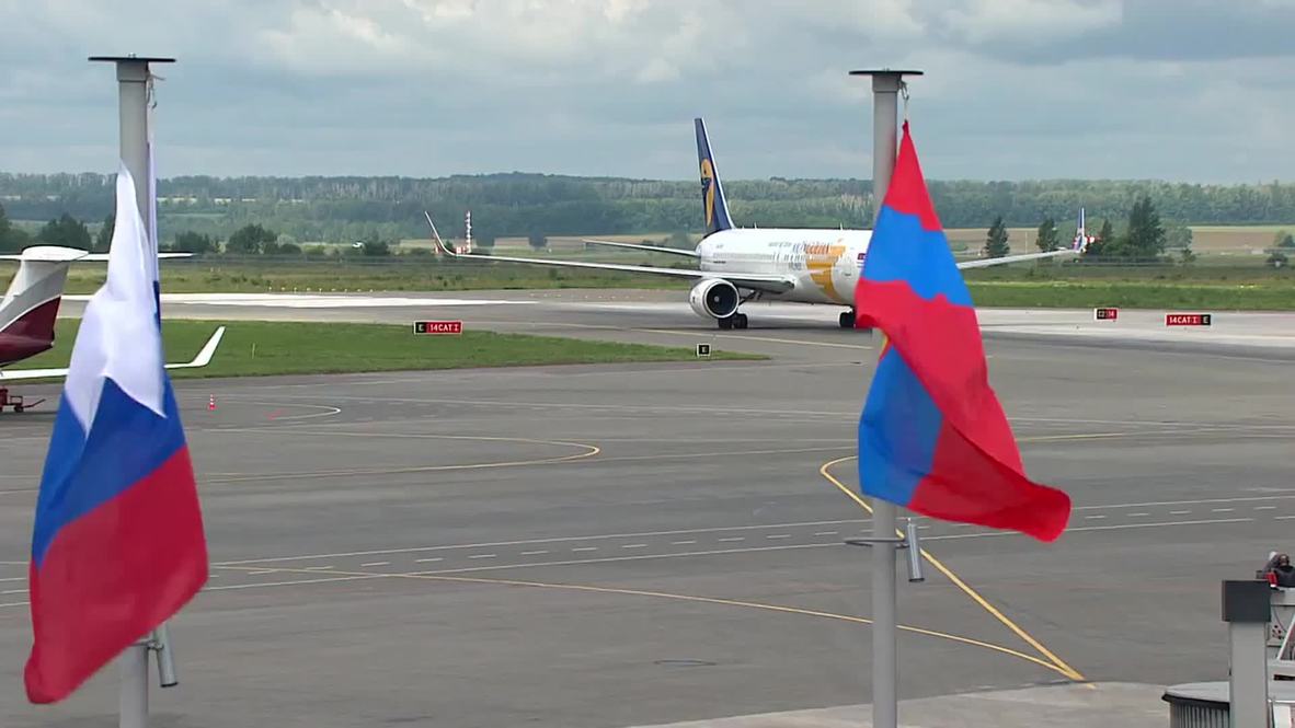 Russia: Mongolian President Elbegdorj arrives in Ufa for BRICS summit