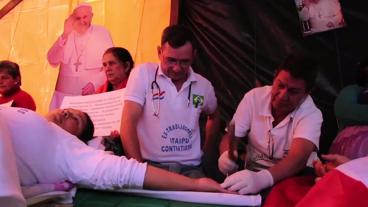 Paraguay: Protesters get crucified in dispute over salaries