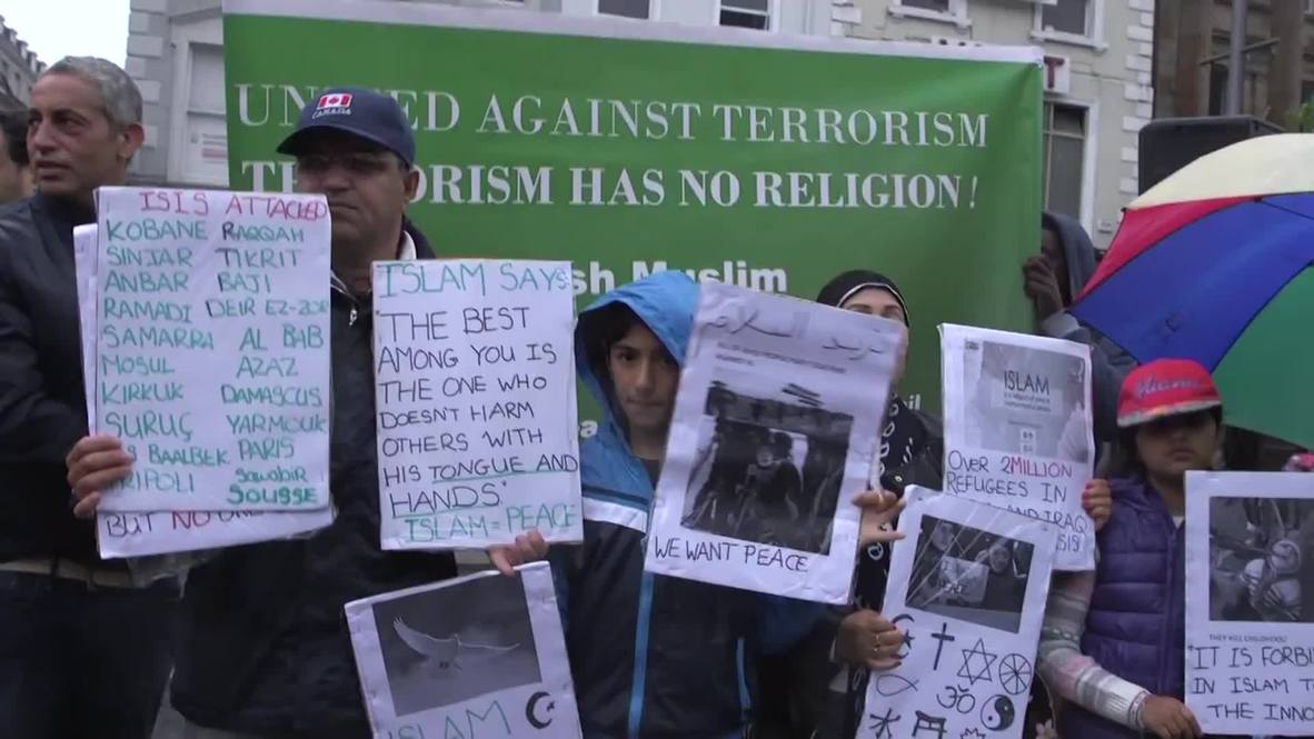 Ireland: Irish Muslims protest against ISIS in Dublin